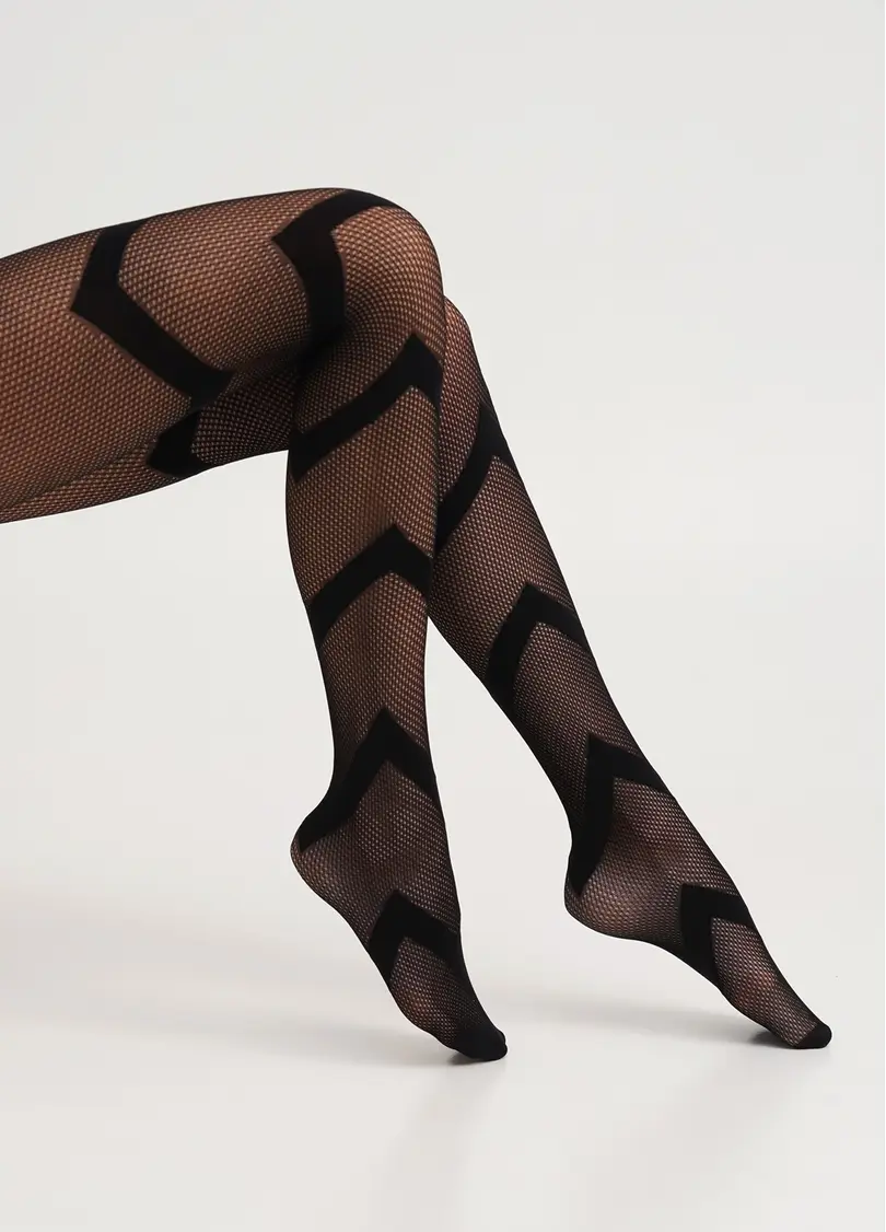 Колготки в сітку з широкими смугами FASHION NET 40 (7) nero (чорний)