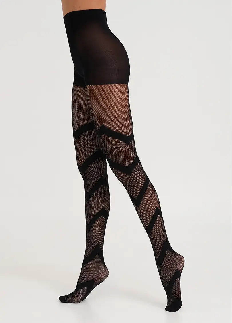 Колготки в сітку з широкими смугами FASHION NET 40 (7) nero (чорний)