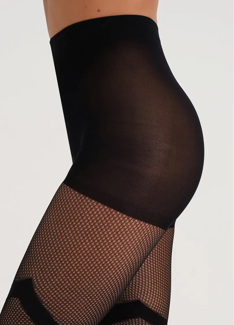 Колготки в сітку з широкими смугами FASHION NET 40 (7) nero (чорний)