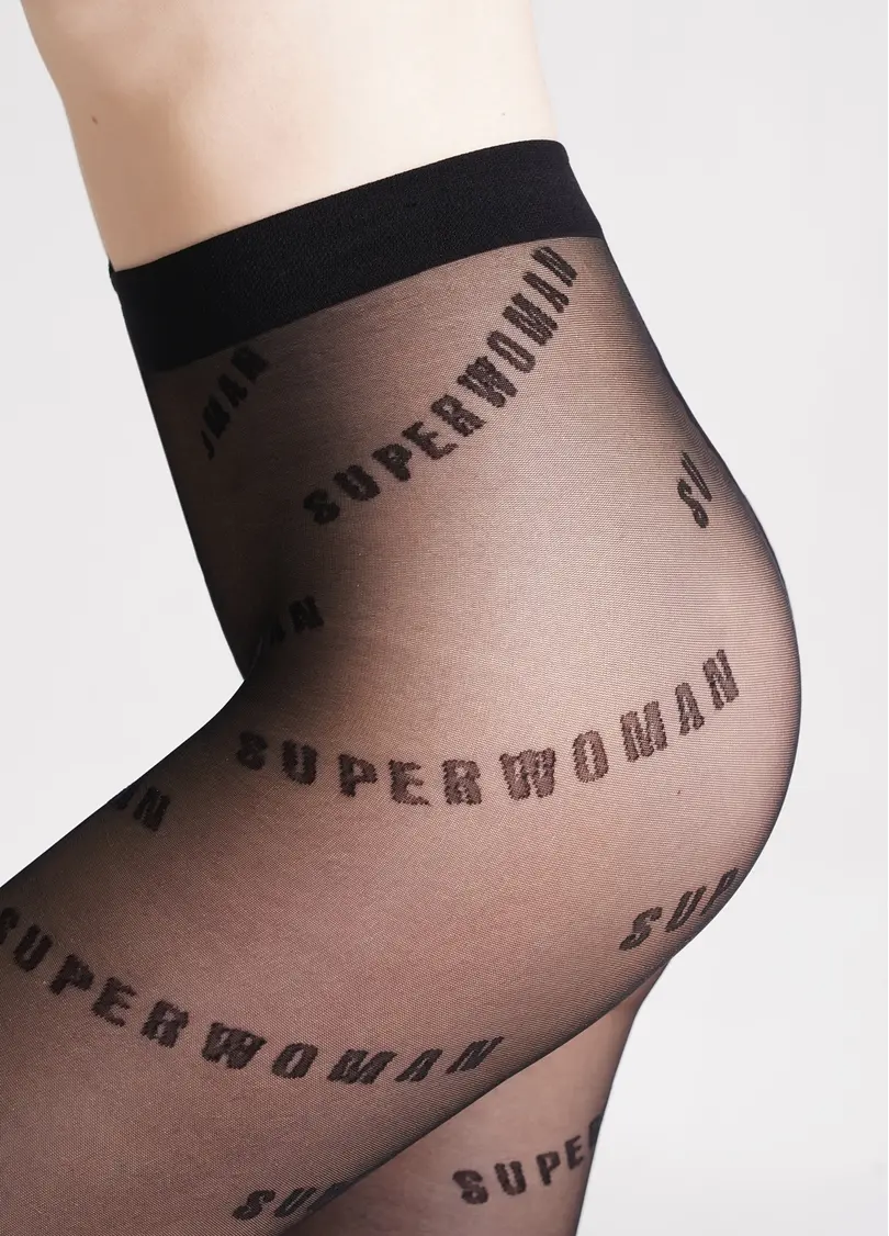 Колготки в написах "SUPERWOMAN" FASHIONISTA 40 (8) nero (чорний)