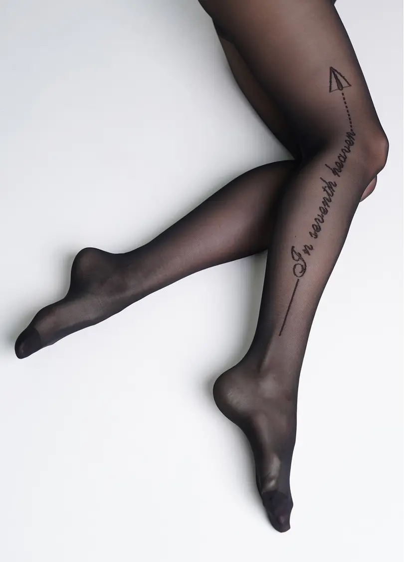 Колготки з написом "In seventh heaven" FLAME 40 (2) nero (чорний)