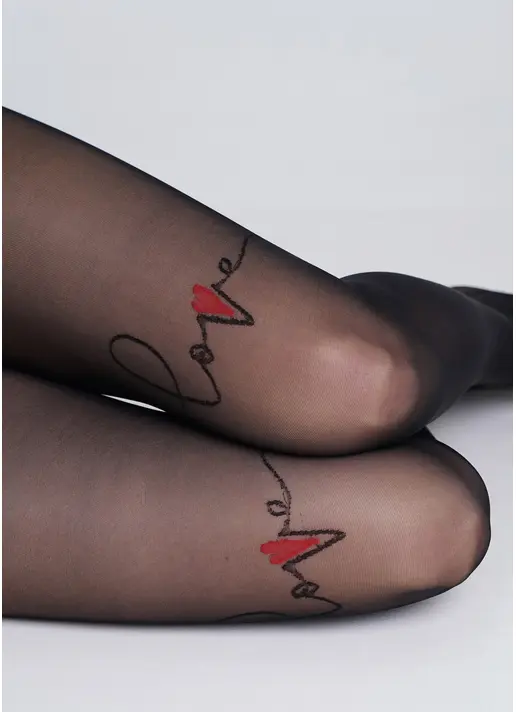 Колготки з написом Love над колінами FOXY 20 (1) nero (чорний)