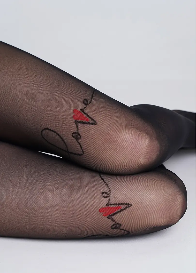 Колготки з написом Love над колінами FOXY 20 (1) nero (чорний)