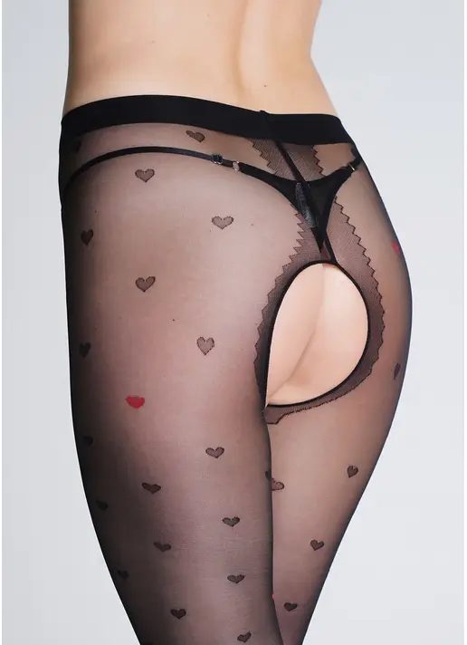 Еротичні колготки з сердечками INTIMO FASHION 20 (1) nero (чорний)