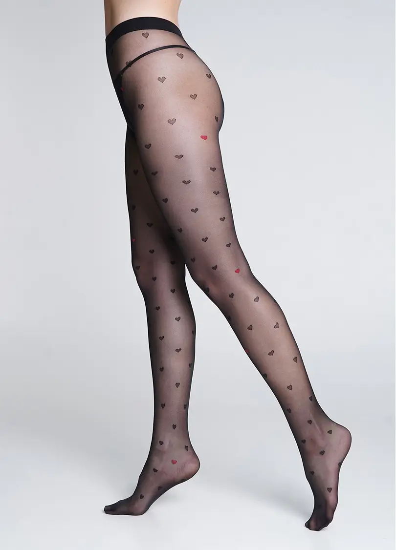 Еротичні колготки з сердечками INTIMO FASHION 20 (1) nero (чорний)