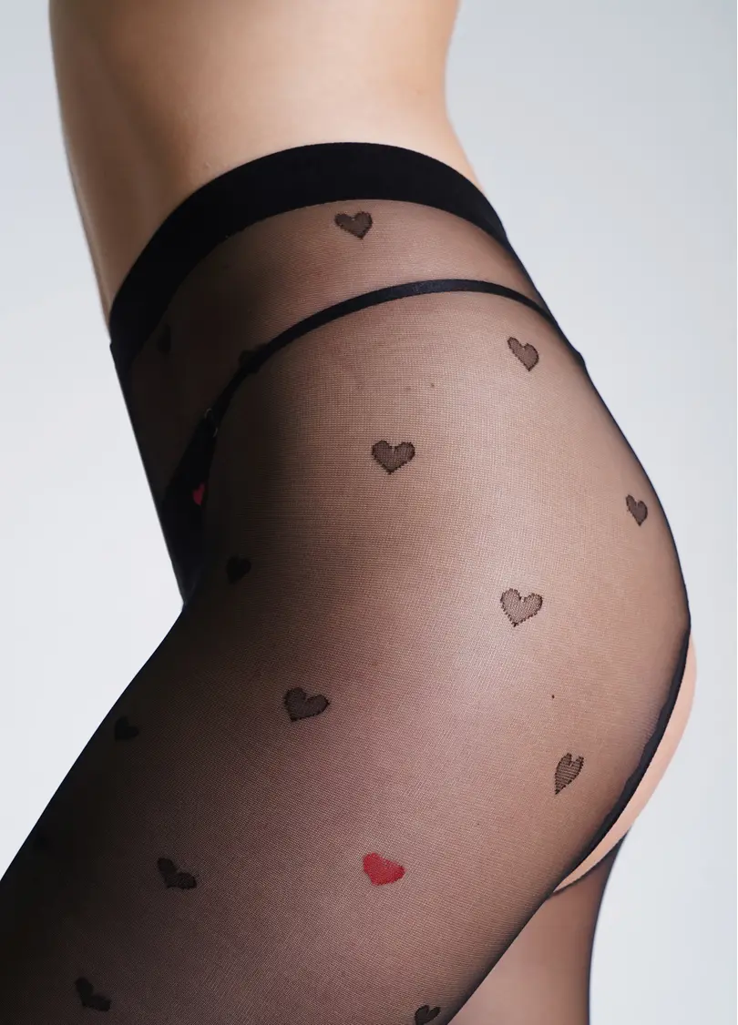 Еротичні колготки з сердечками INTIMO FASHION 20 (1) nero (чорний)