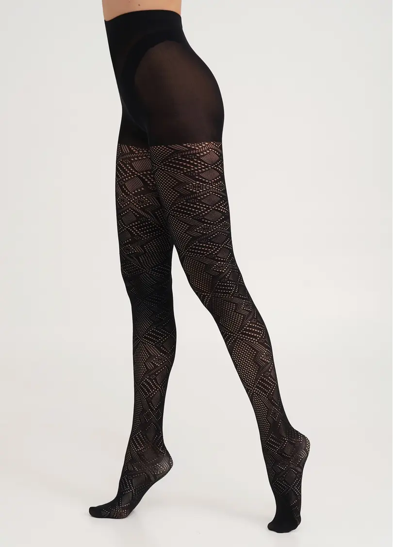 Колготки в сітку з плетеним візерунком RETE LIGHT 80 (1) nero (чорний)