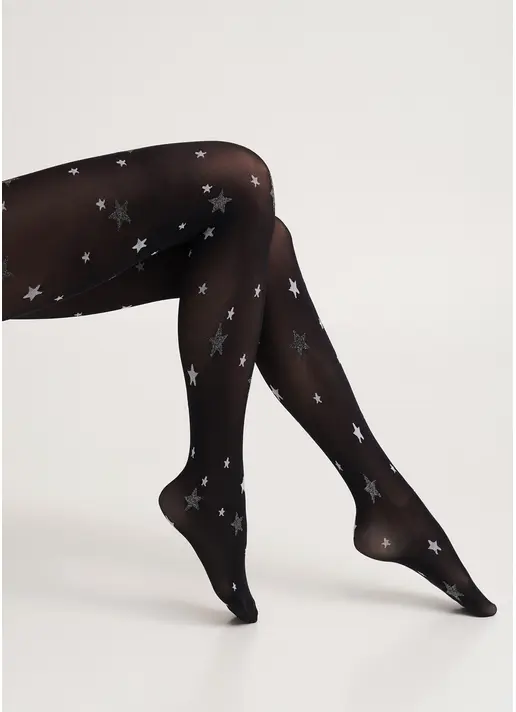 Колготки в зірки з люрексом STAR TIGHTS black (чорний)