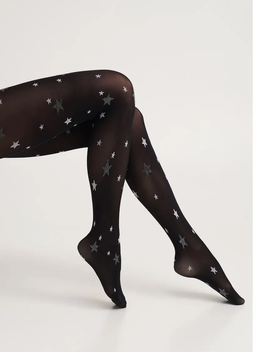 Колготки в зірки з люрексом STAR TIGHTS black (чорний)