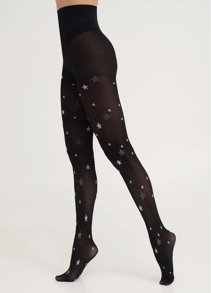 Колготки в зірки з люрексом STAR TIGHTS black (чорний)