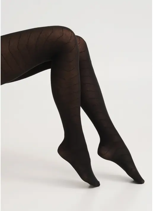 Бавовняні колготки з геометричним візерунком TWILL 180 (1) black (чорний)