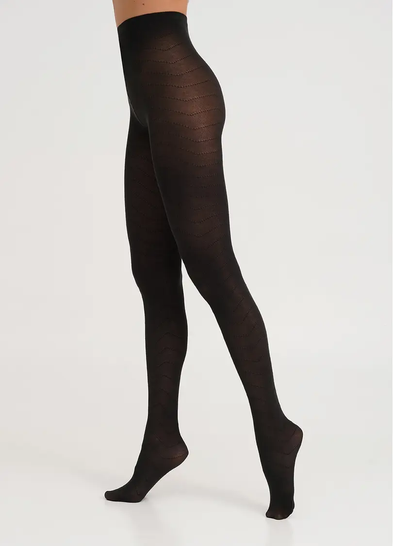 Бавовняні колготки з геометричним візерунком TWILL 180 (1) black (чорний)