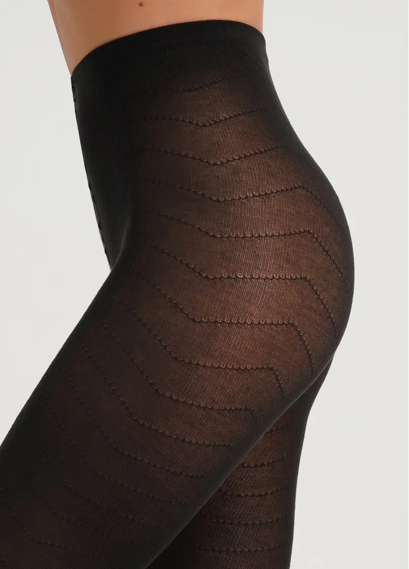 Бавовняні колготки з геометричним візерунком TWILL 180 (1) black (чорний)