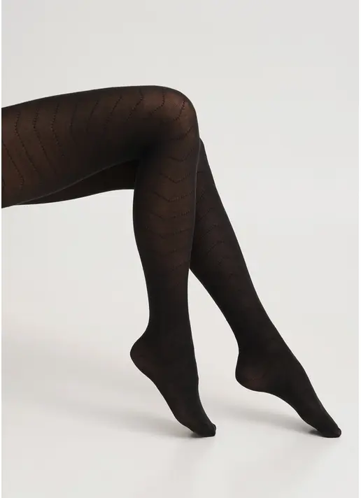Бавовняні колготки з геометричним візерунком TWILL 180 (1) pirate black (чорний)