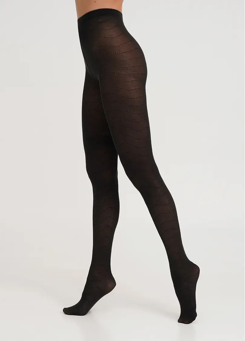 Бавовняні колготки з геометричним візерунком TWILL 180 (1) pirate black (чорний)