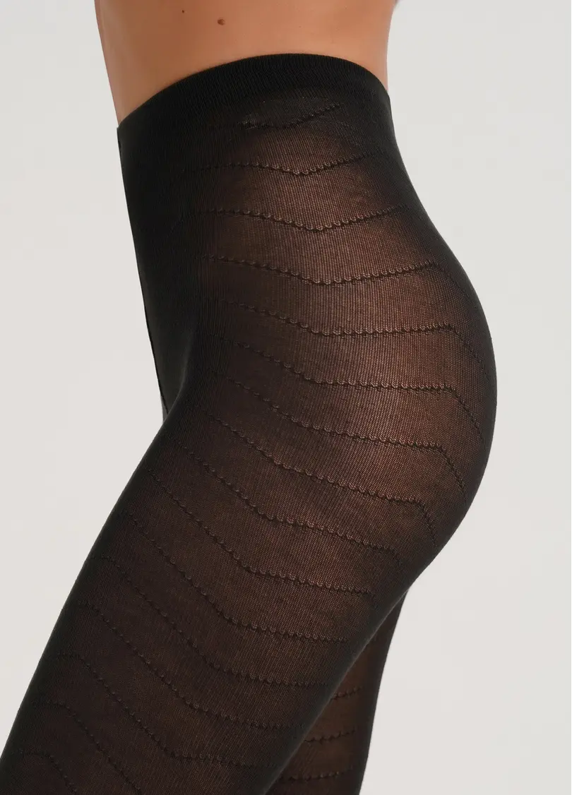 Бавовняні колготки з геометричним візерунком TWILL 180 (1) pirate black (чорний)