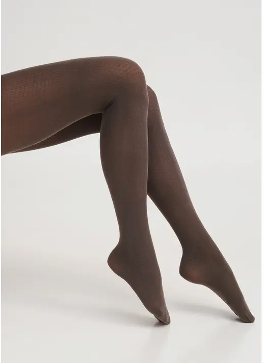 Колготки з бавовни з візерунком TWILL 180 (2) haze (коричневий)