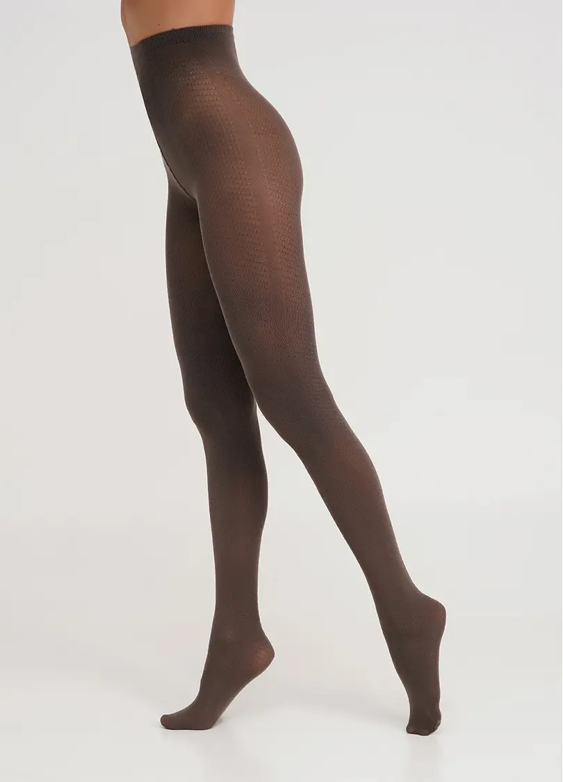 Колготки з бавовни з візерунком TWILL 180 (2) haze (коричневий)