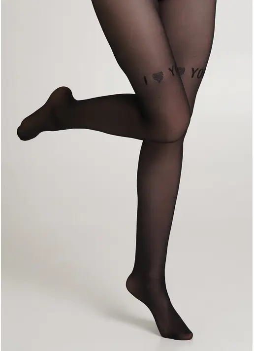 Колготки з написом з блискучим сердечком ADORE 20 (5) nero (чорний)