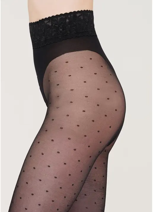 Колготи на мереживному поясі в дрібний горошок Amalia Impresso 40 den model 1 (nero)