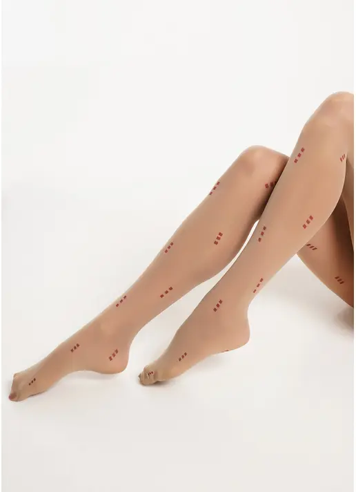 Колготки з геометричним малюнком ARIA 40 (1) glace/marsala (бежевий/червоний) Колготки з геометричним малюнком ARIA 40 (1) glace/marsala (бежевий/червоний)