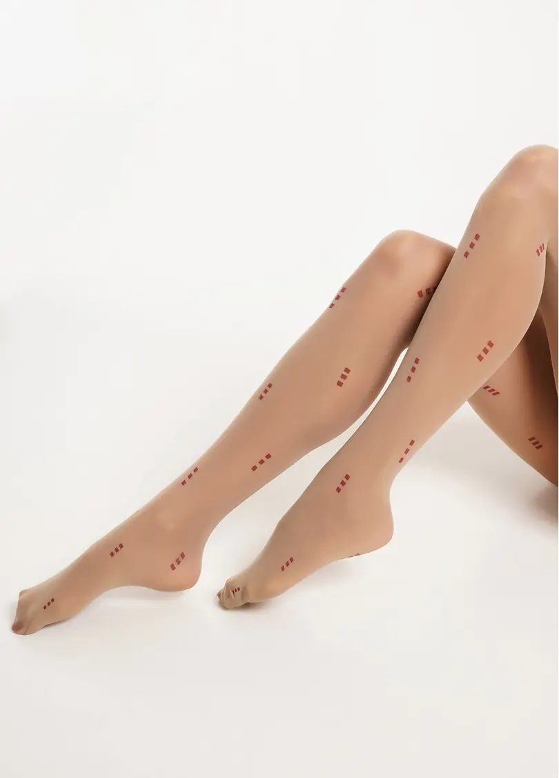 Колготки з геометричним малюнком ARIA 40 (1) glace/marsala (бежевий/червоний)