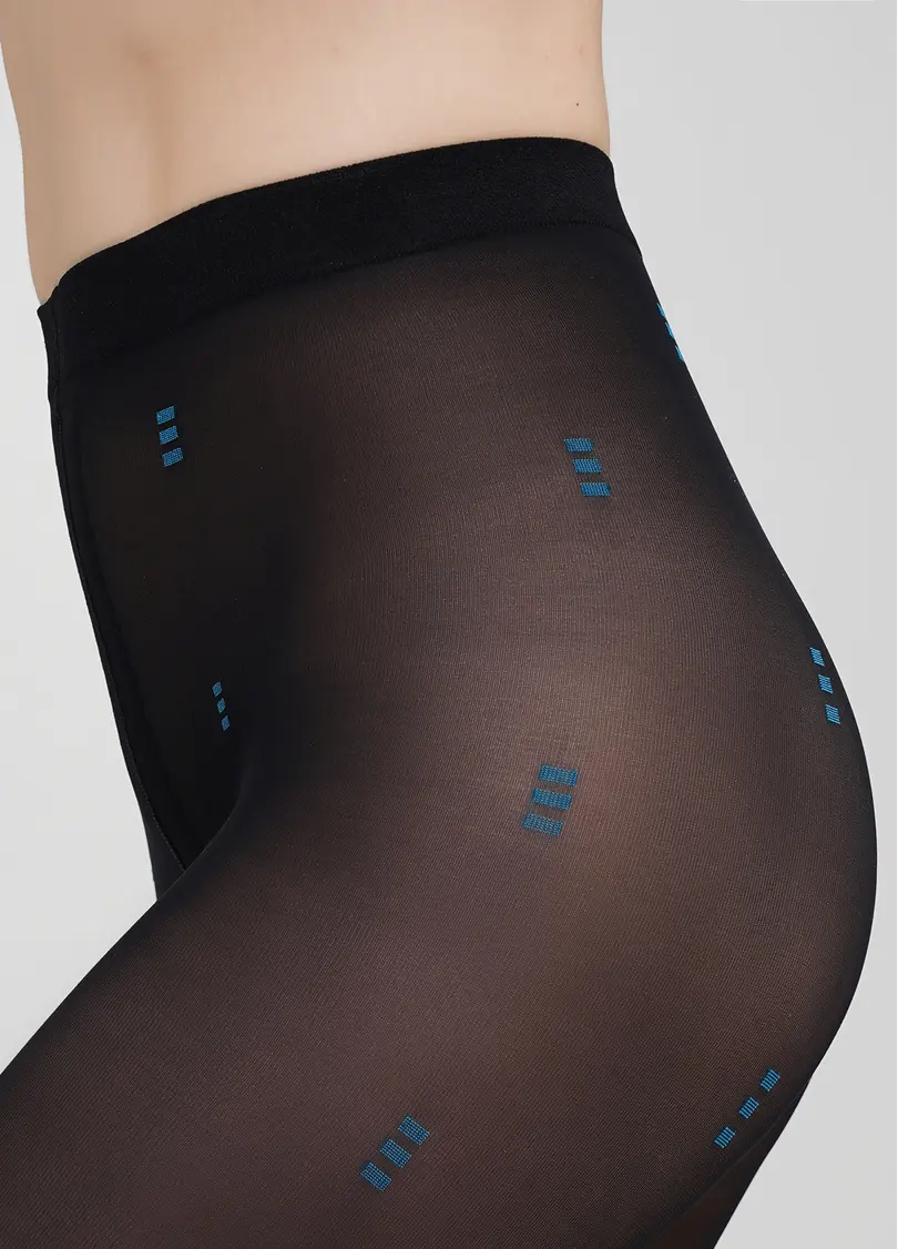 Колготки з геометричним малюнком ARIA 40 (1) nero/blue (чорний/блакитний)