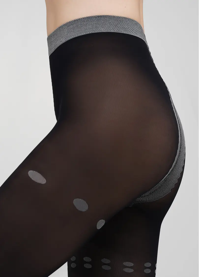 Колготки матові з контрастним горохом ARIA 40 (2) nero/grey (чорний/сірий)
