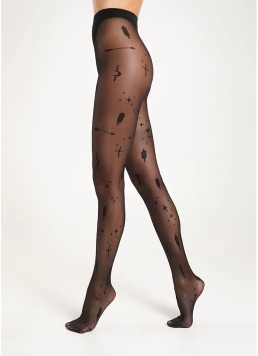 Колготки з тату в стилі бохо BOHO 40 (1) nero (чорний) Колготки з тату в стилі бохо BOHO 40 (1) nero (чорний)