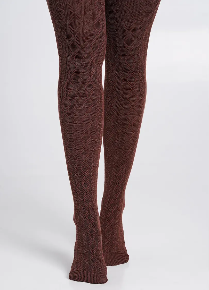 Колготки бавовняні з об'ємним візерунком BRAID 150 (1) mink (коричневий)