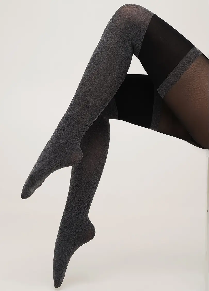 Колготки з імітацією панчіх ENJOY MELANGE 60 (2) dark grey melange (сірий)