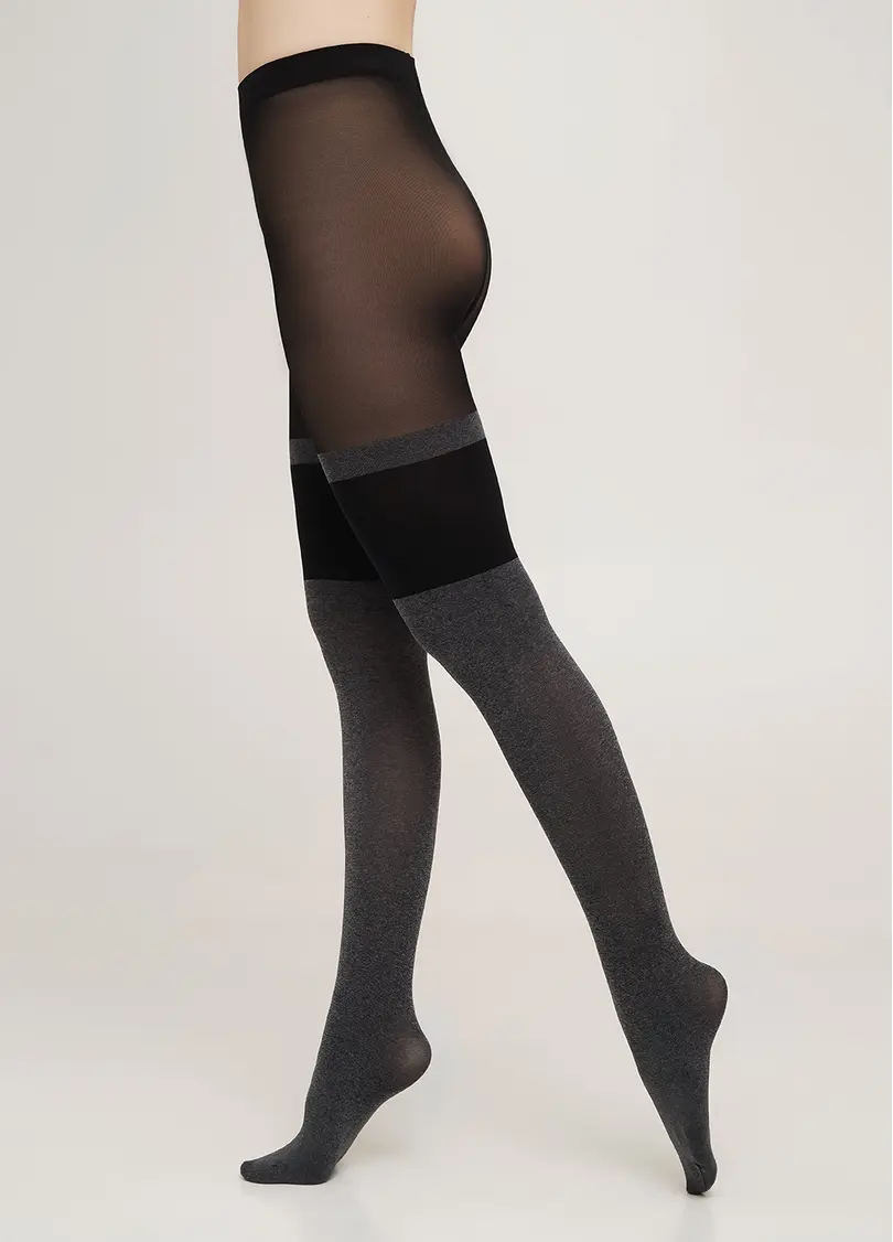 Колготки з імітацією панчіх ENJOY MELANGE 60 (2) dark grey melange (сірий)