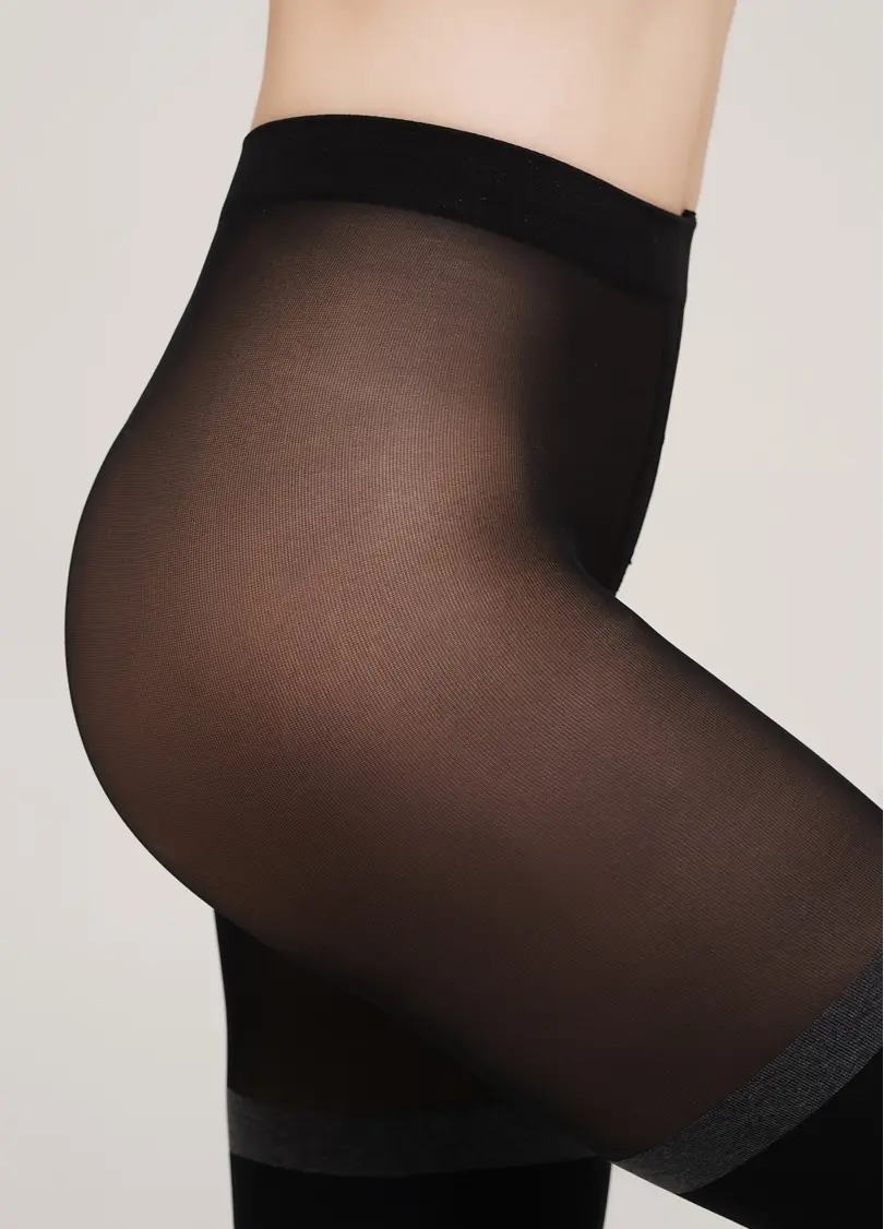 Колготки з імітацією панчіх ENJOY MELANGE 60 (2) dark grey melange (сірий)