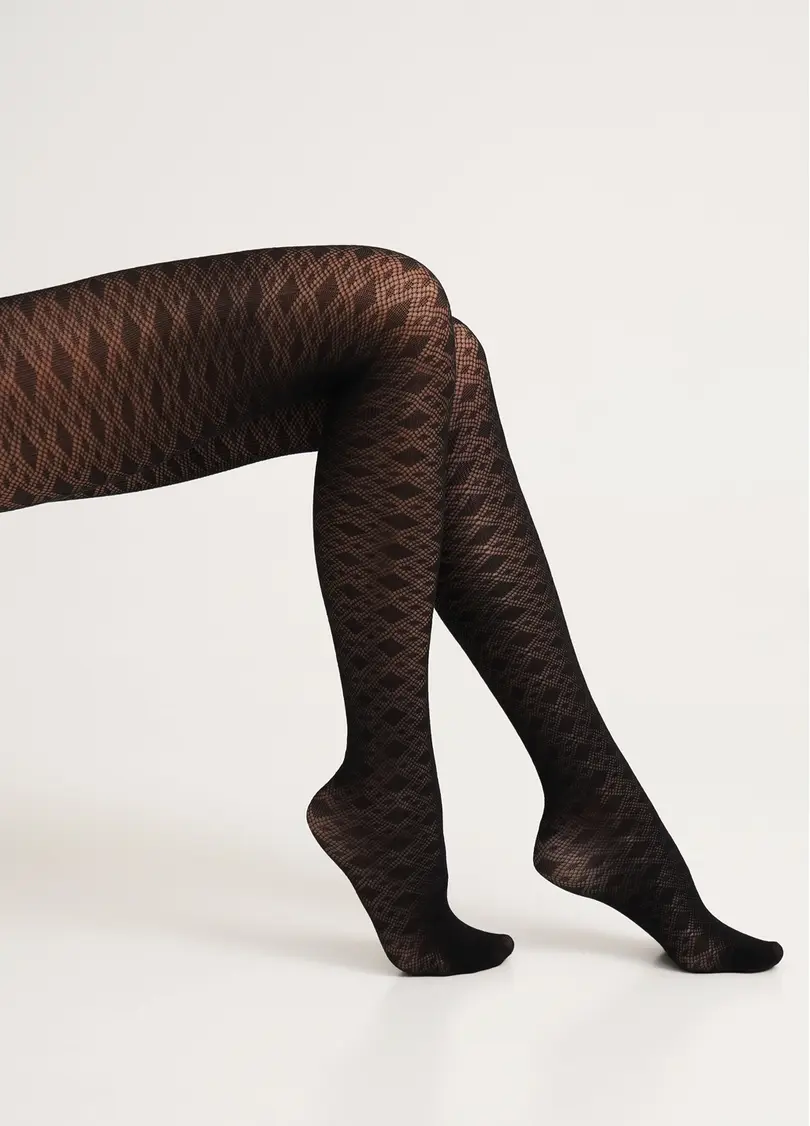 Колготки бавовняні з візерунком LACERY 60 (3) black (чорний)