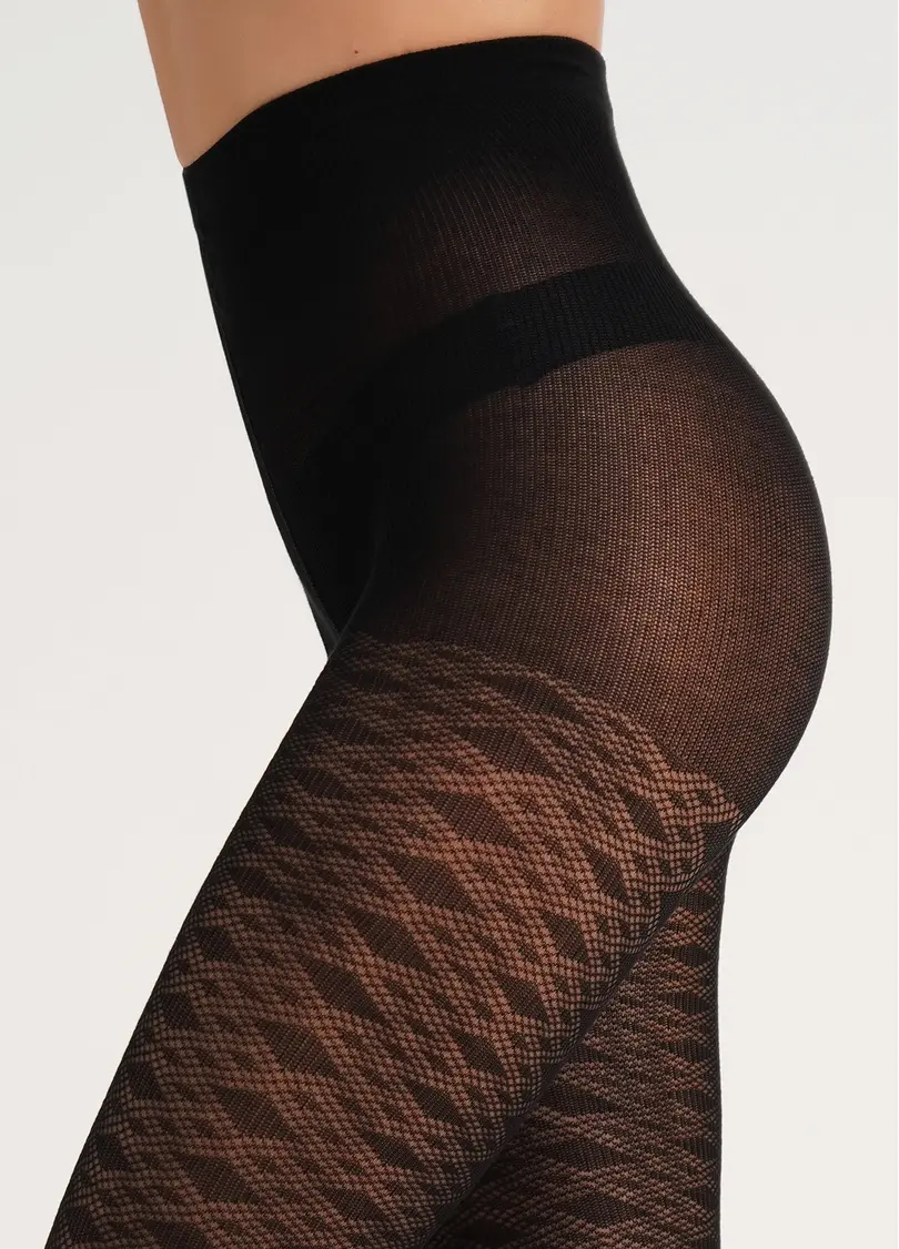 Колготки бавовняні з візерунком LACERY 60 (3) black (чорний)