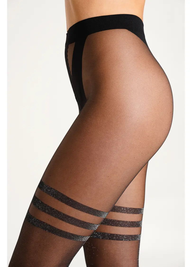 Колготи з імітацією люрексових панчіх LIMA LUREX 20 (2) nero/silver (чорний)