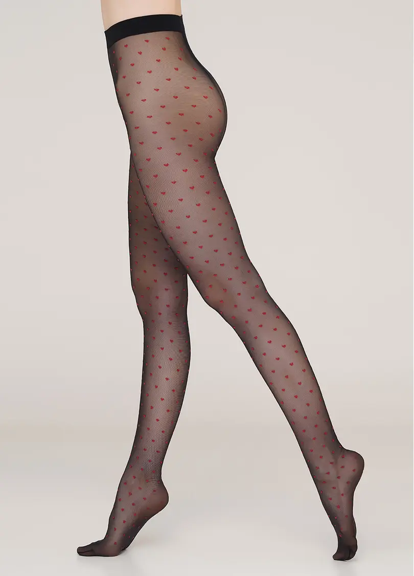 Колготи з візерунком в дрібне сердечко Lovers 20 den model 4 (nero/rosso)
