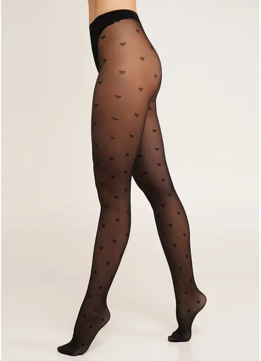 Колготки мікросітка з сердечками MEGAN 40 (1) nero (чорний)