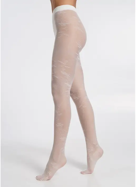Колготки в сітку з квітковим візерунком MESH FLORAL 40 (5) crema (білий) Колготки в сітку з квітковим візерунком MESH FLORAL 40 (5) crema (білий)
