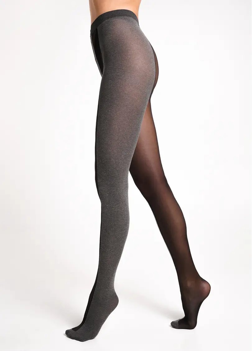 Колготки з контрастним смугами з боків MIRACLE 40 (1) dark grey melange (сірий)