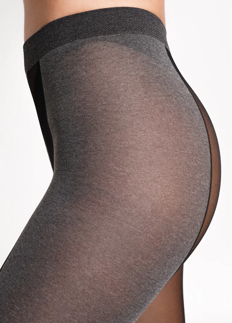 Колготки з контрастним смугами з боків MIRACLE 40 (1) dark grey melange (сірий)