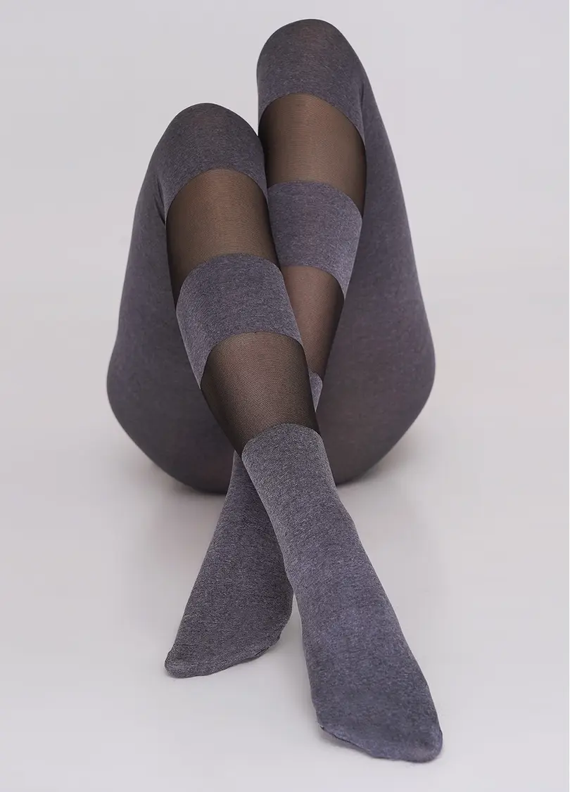 Колготки меланжеві з напівпрозорими смужками MIRACLE 40 (2) dark grey melange (сірий меланж)