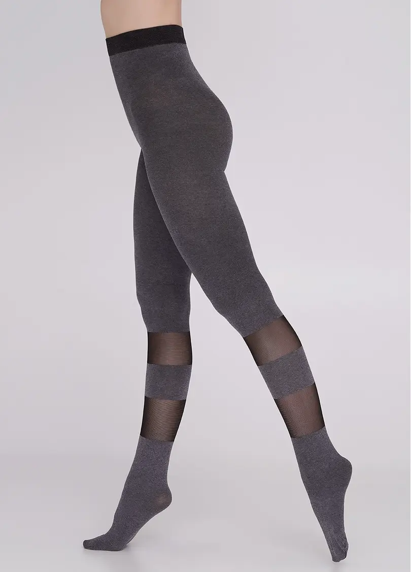 Колготки меланжеві з напівпрозорими смужками MIRACLE 40 (2) dark grey melange (сірий меланж)