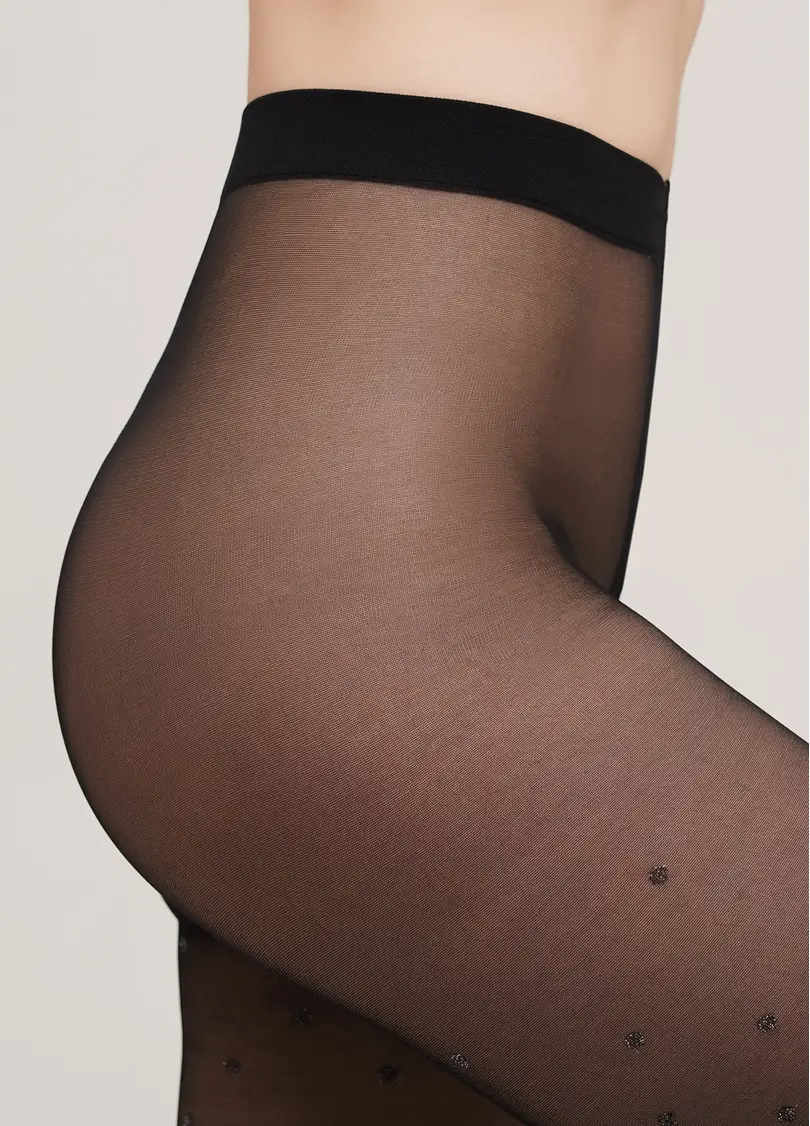 Колготки з імітацією панчіх з блискучим горошком PARI LUREX 60 (3) nero (чорний)