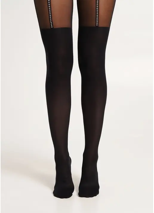 Колготки з імітацією панчіх PARI LUREX 60 (4) nero (чорний)