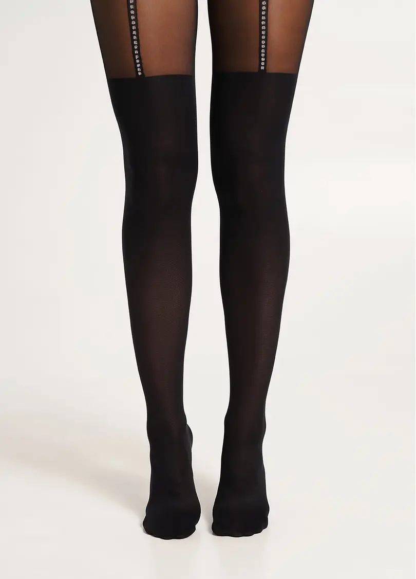 Колготки з імітацією панчіх PARI LUREX 60 (4) nero (чорний)