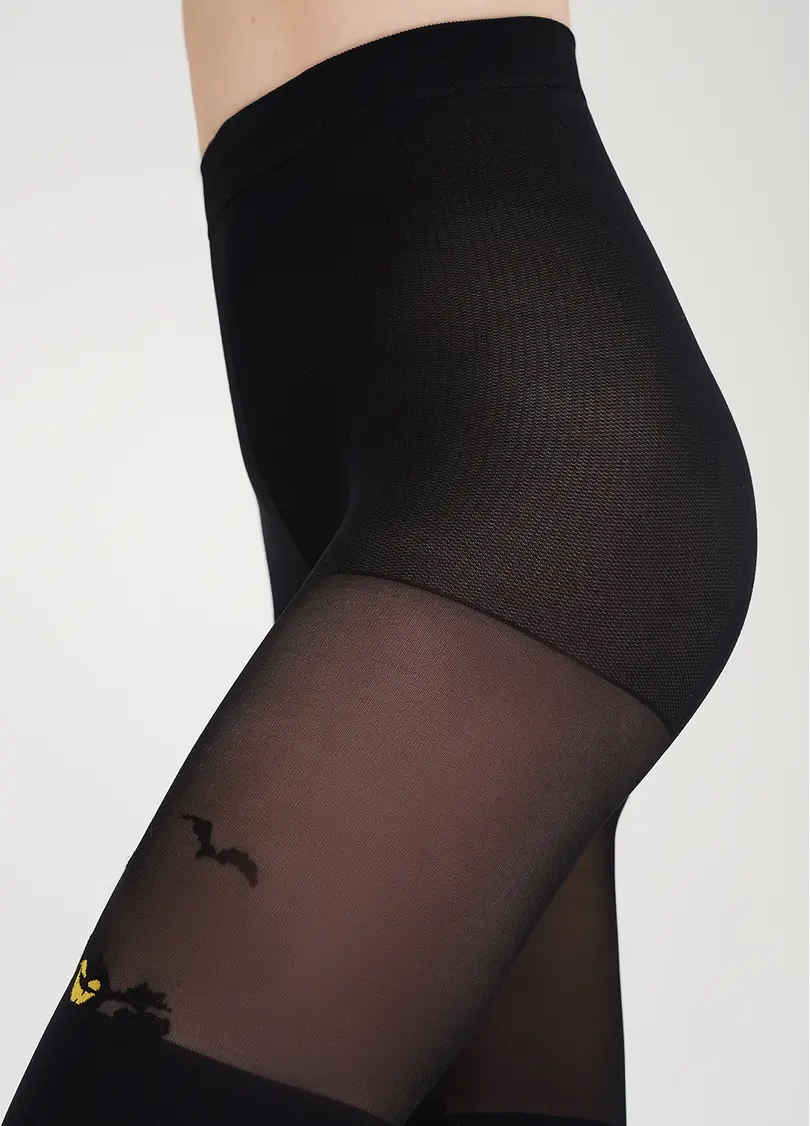 Тематичні колготки з гарбузами та імітацією панчіх PUMPKIN TIGHTS black (чорний)