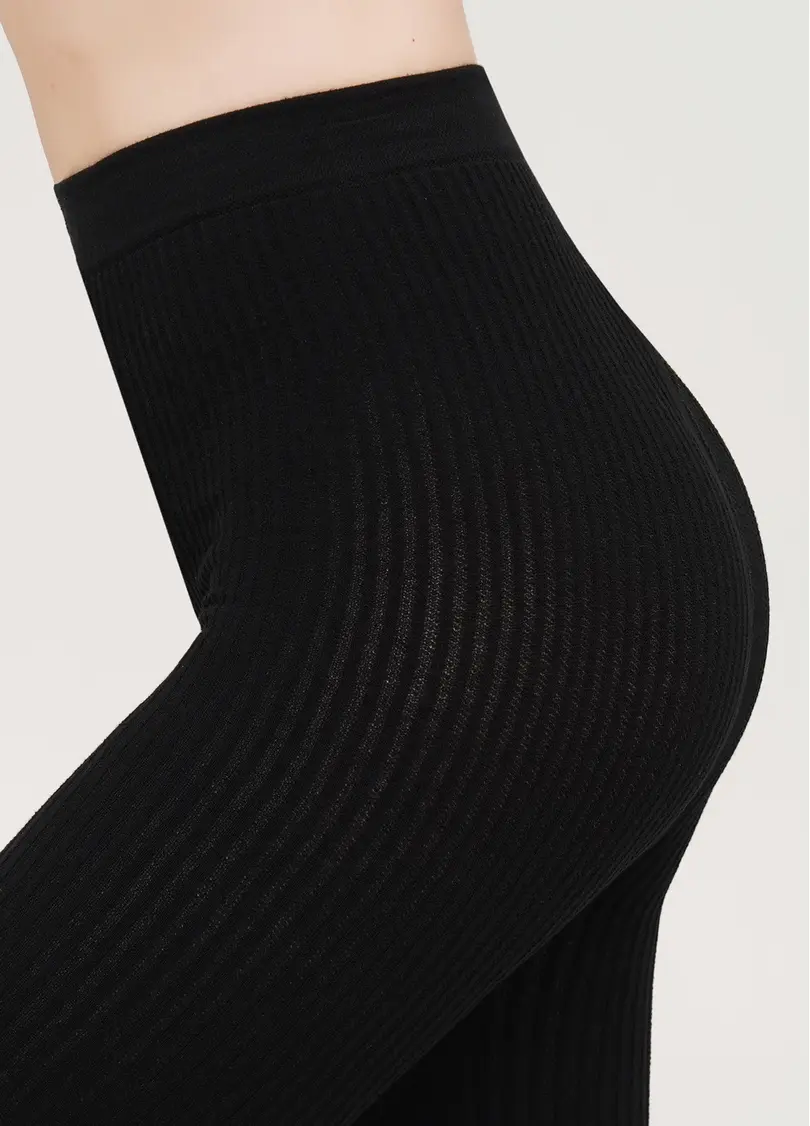 Колготки в рубчик з бавовни SHELL (1) black (чорний)