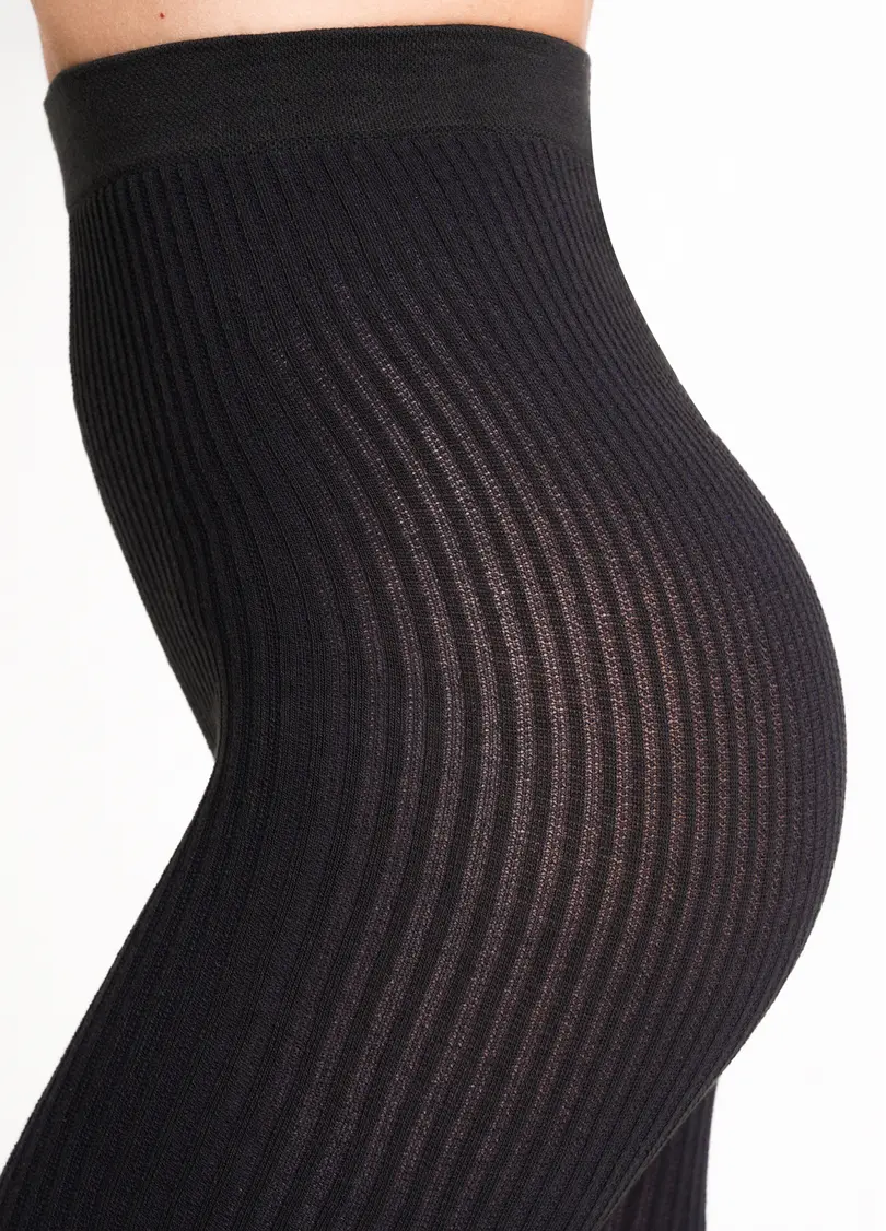 Колготки в рубчик з бавовни SHELL (1) pirate black (чорний)
