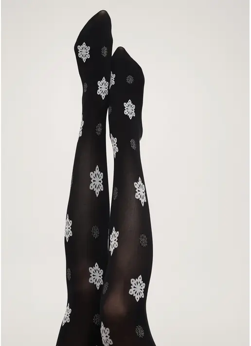Колготки в сніжинки з люрексом SNOWFLAKE TIGHTS black (чорний)